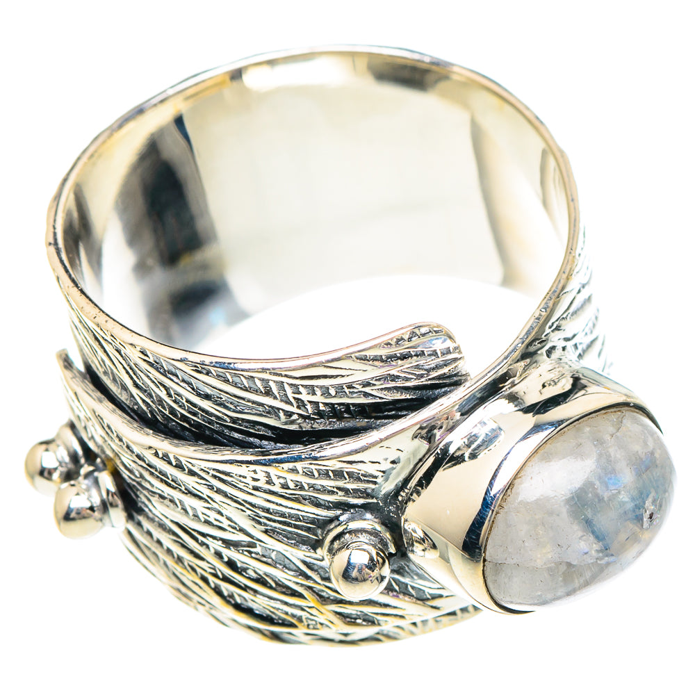 Rainbow Moonstone Rings handcrafted by Anasilvercos - RING94097