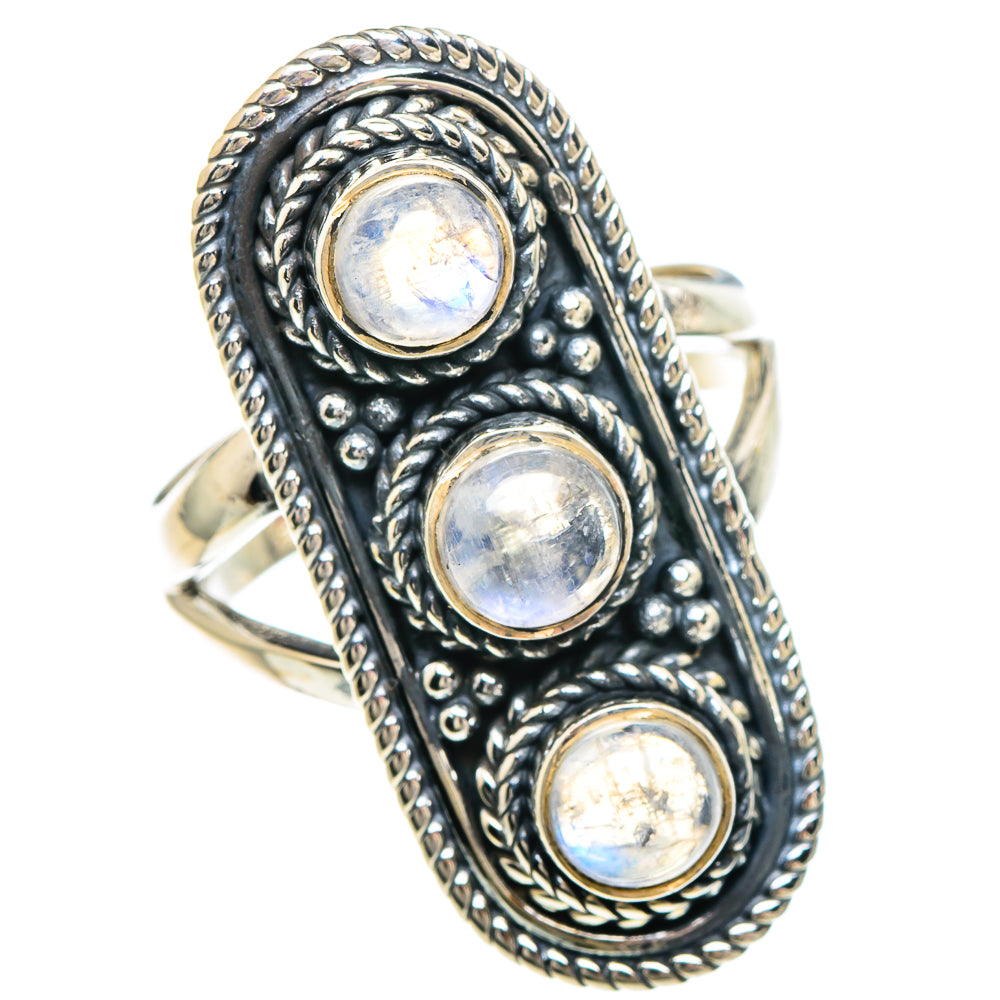 Rainbow Moonstone Rings handcrafted by Anasilvercos - RING94099