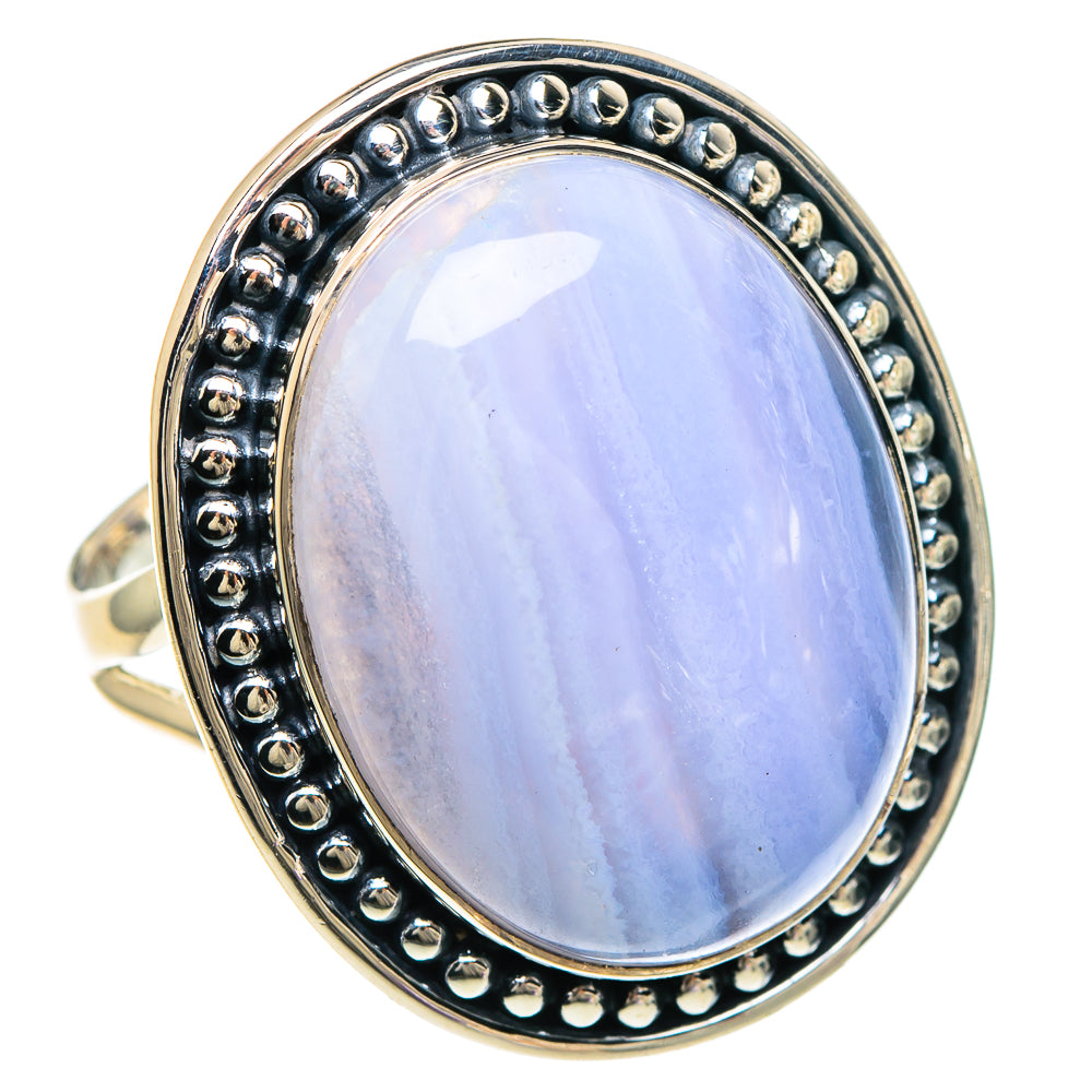 Blue Lace Agate Rings handcrafted by Anasilvercos - RING94101