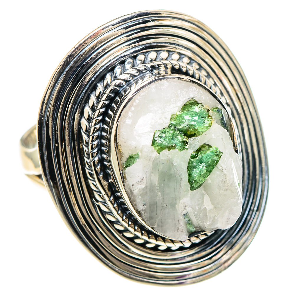 Green Tourmaline In Quartz Rings handcrafted by Anasilvercos - RING94102