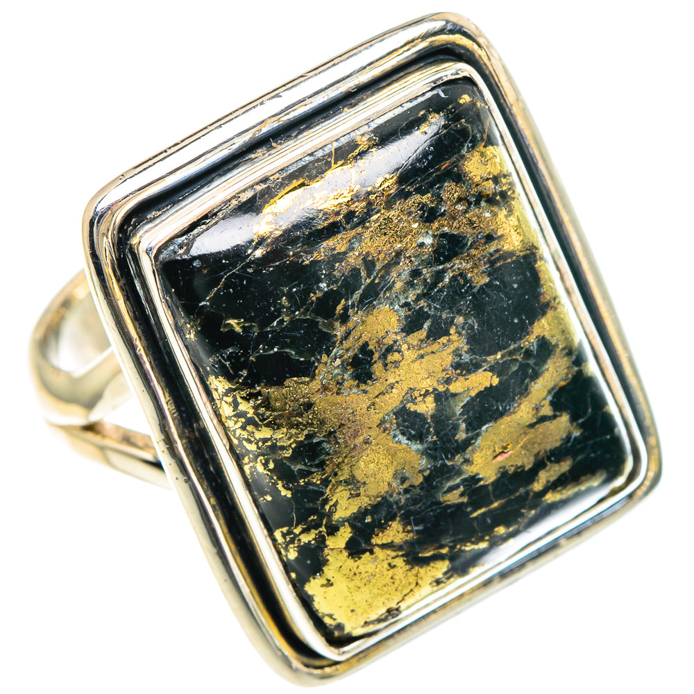 Pyrite In Black Onyx Rings handcrafted by Anasilvercos - RING94141