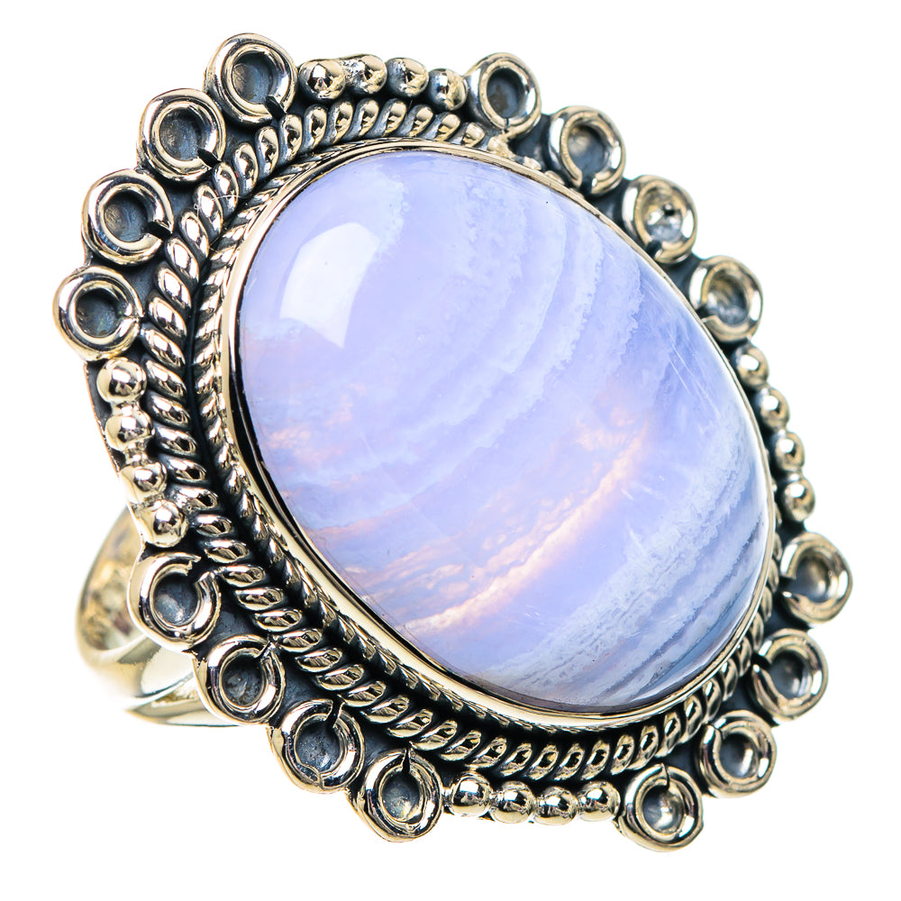Blue Lace Agate Rings handcrafted by Anasilvercos - RING94146