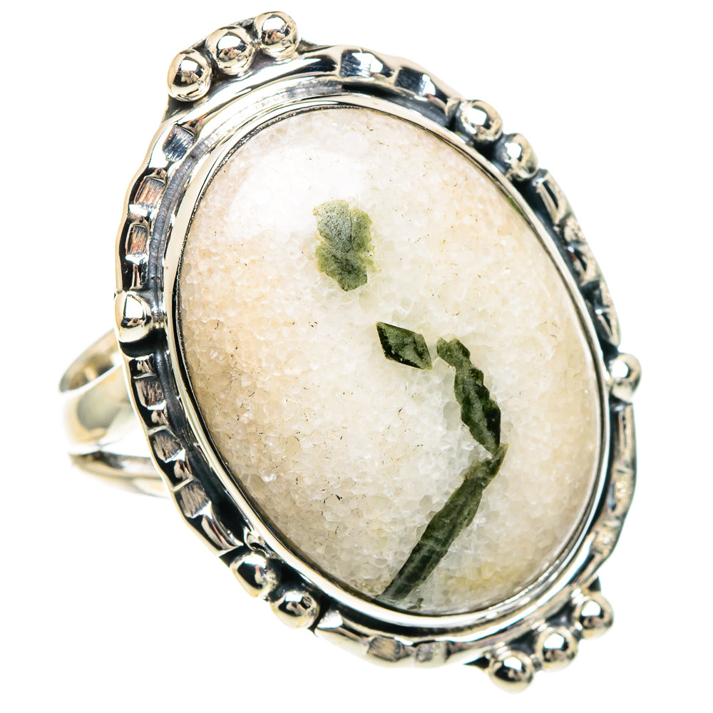 Green Tourmaline In Quartz Rings handcrafted by Anasilvercos - RING94147