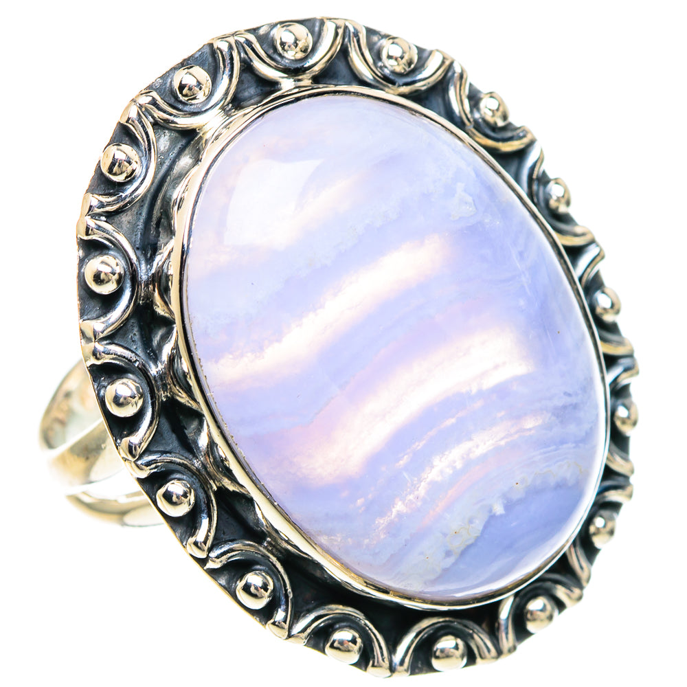 Blue Lace Agate Rings handcrafted by Anasilvercos - RING94185