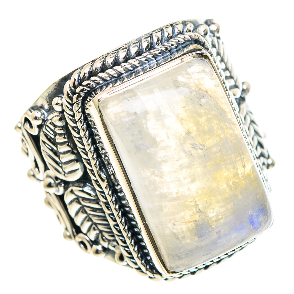 Rainbow Moonstone Rings handcrafted by Anasilvercos - RING94231