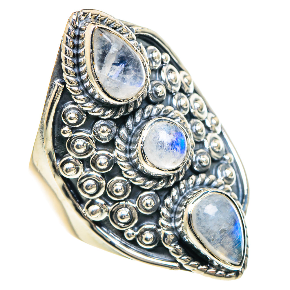 Rainbow Moonstone Rings handcrafted by Anasilvercos - RING94232 - Photo 2
