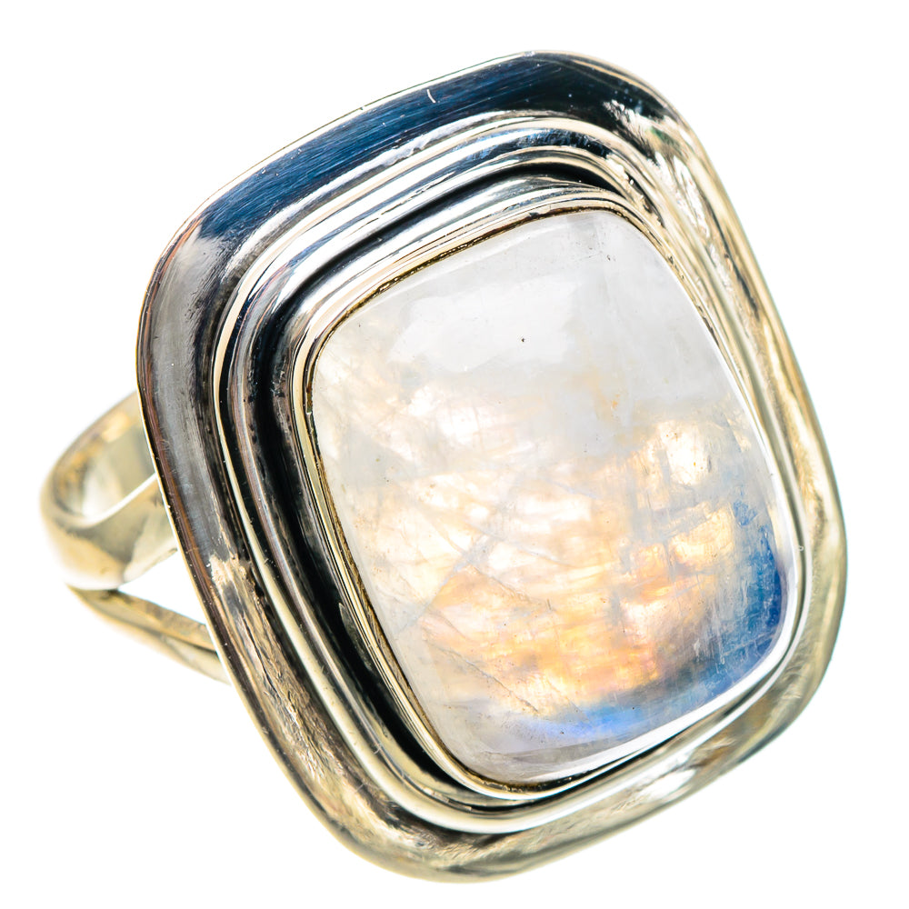 Rainbow Moonstone Rings handcrafted by Anasilvercos - RING94298