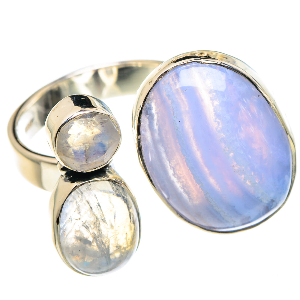 Blue Lace Agate Rings handcrafted by Anasilvercos - RING94326