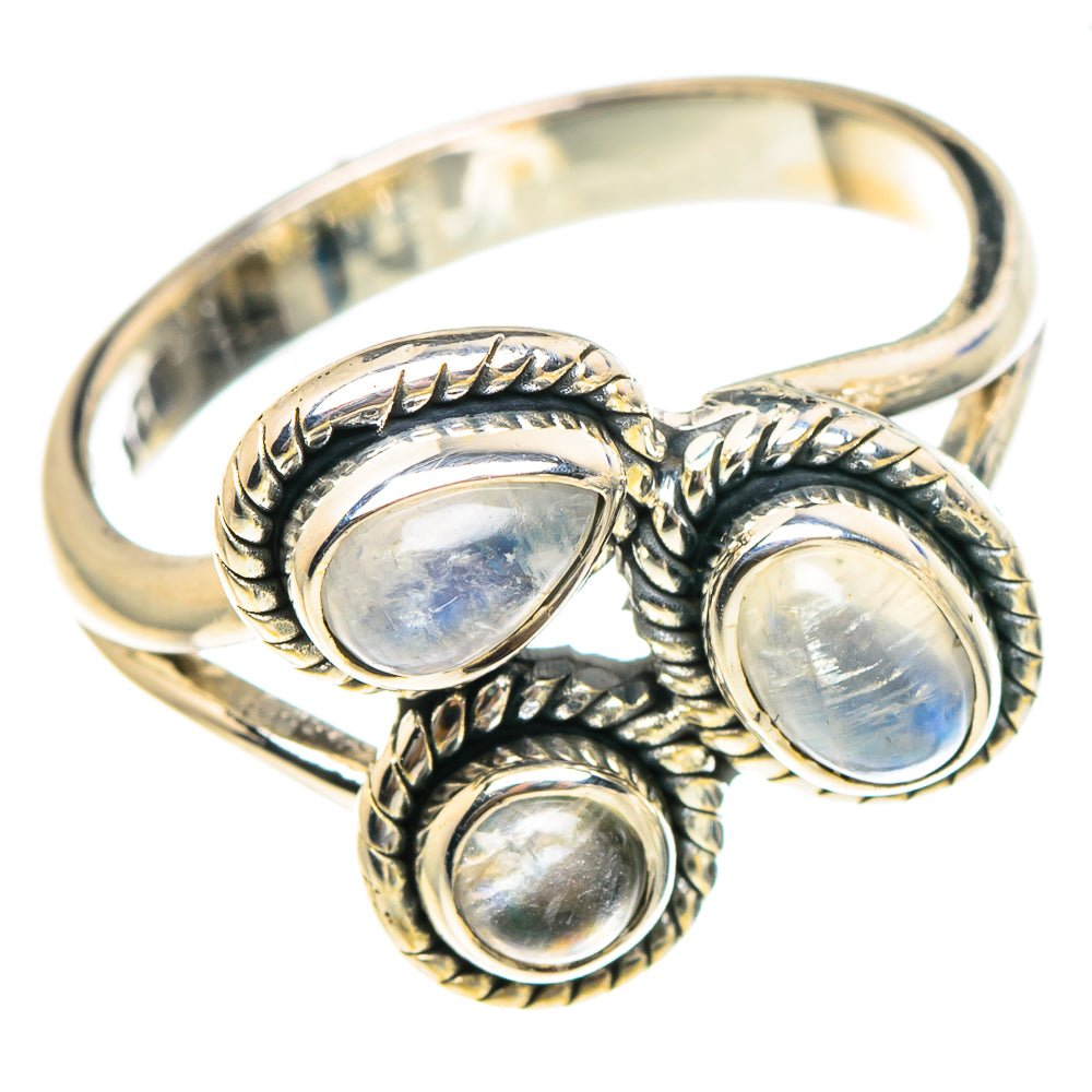 Rainbow Moonstone Rings handcrafted by Anasilvercos - RING94352