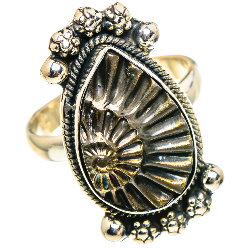 Pyrite Fossil Rings handcrafted by Anasilvercos - RING94369