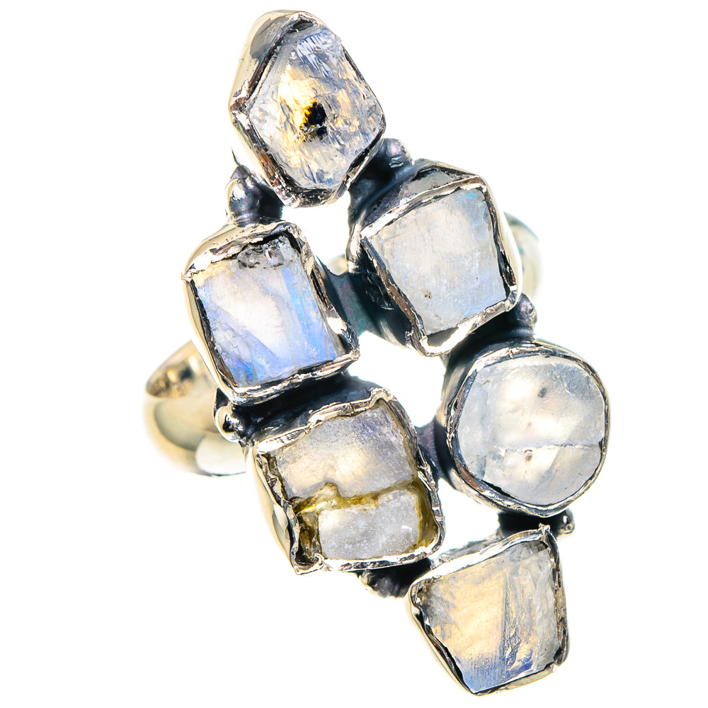 Rainbow Moonstone Rings handcrafted by Anasilvercos - RING94372