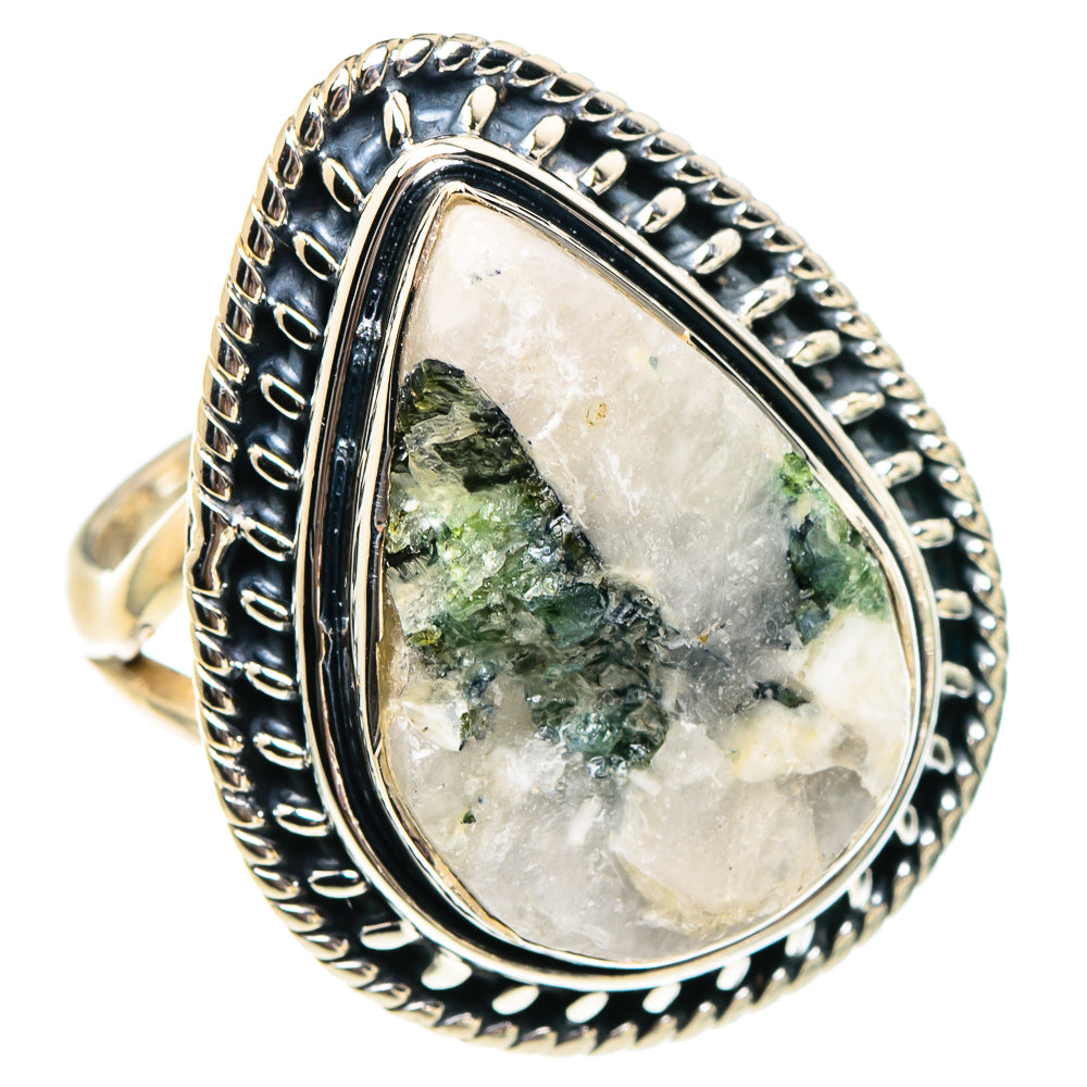 Green Tourmaline in Quartz Rings handcrafted by Anasilvercos - RING94381 - Photo 2