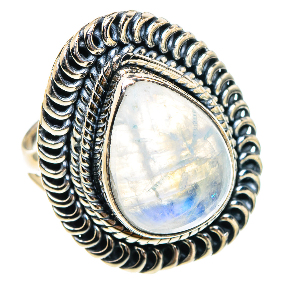 Rainbow Moonstone Rings handcrafted by Anasilvercos - RING94387
