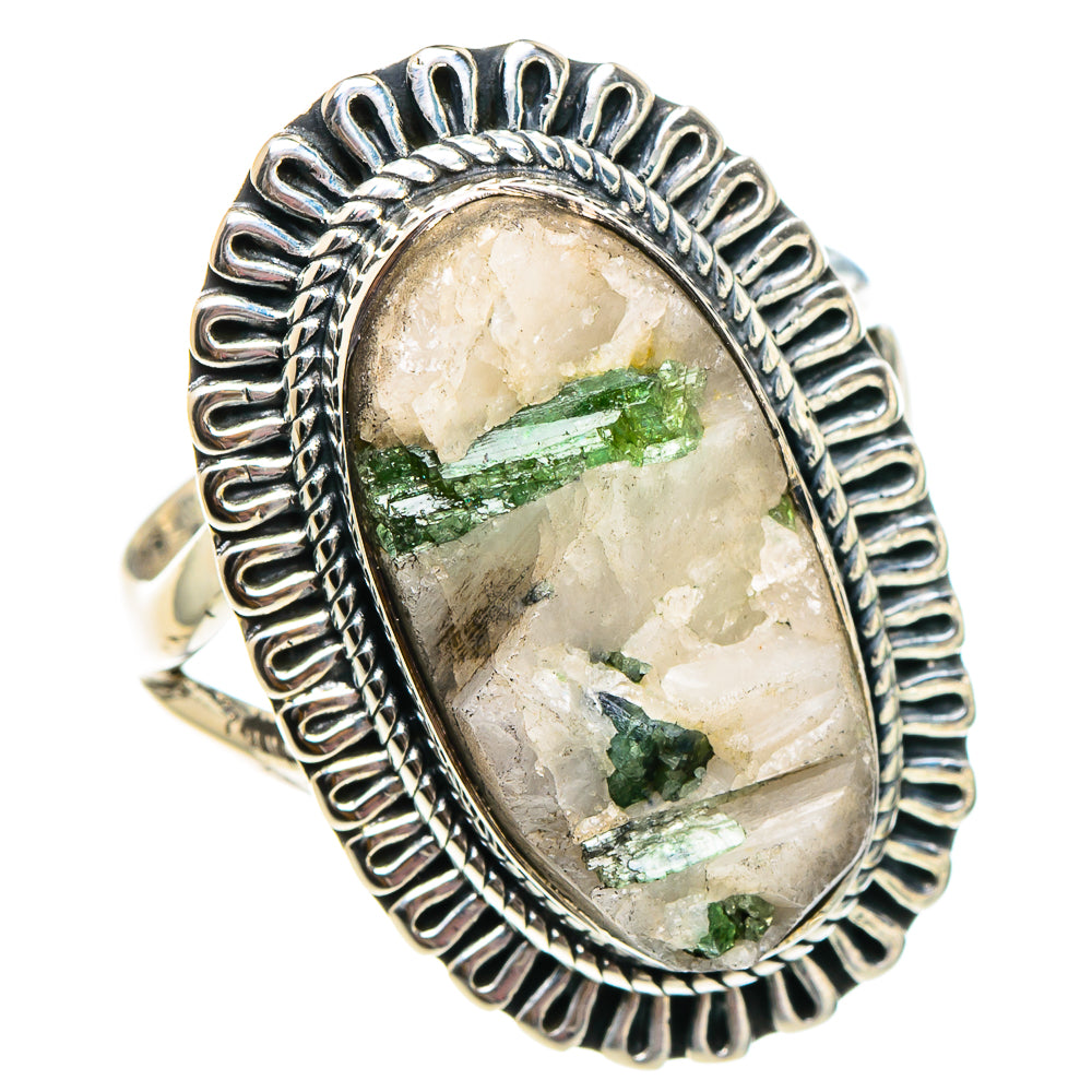 Green Tourmaline in Quartz Rings handcrafted by Anasilvercos - RING94395
