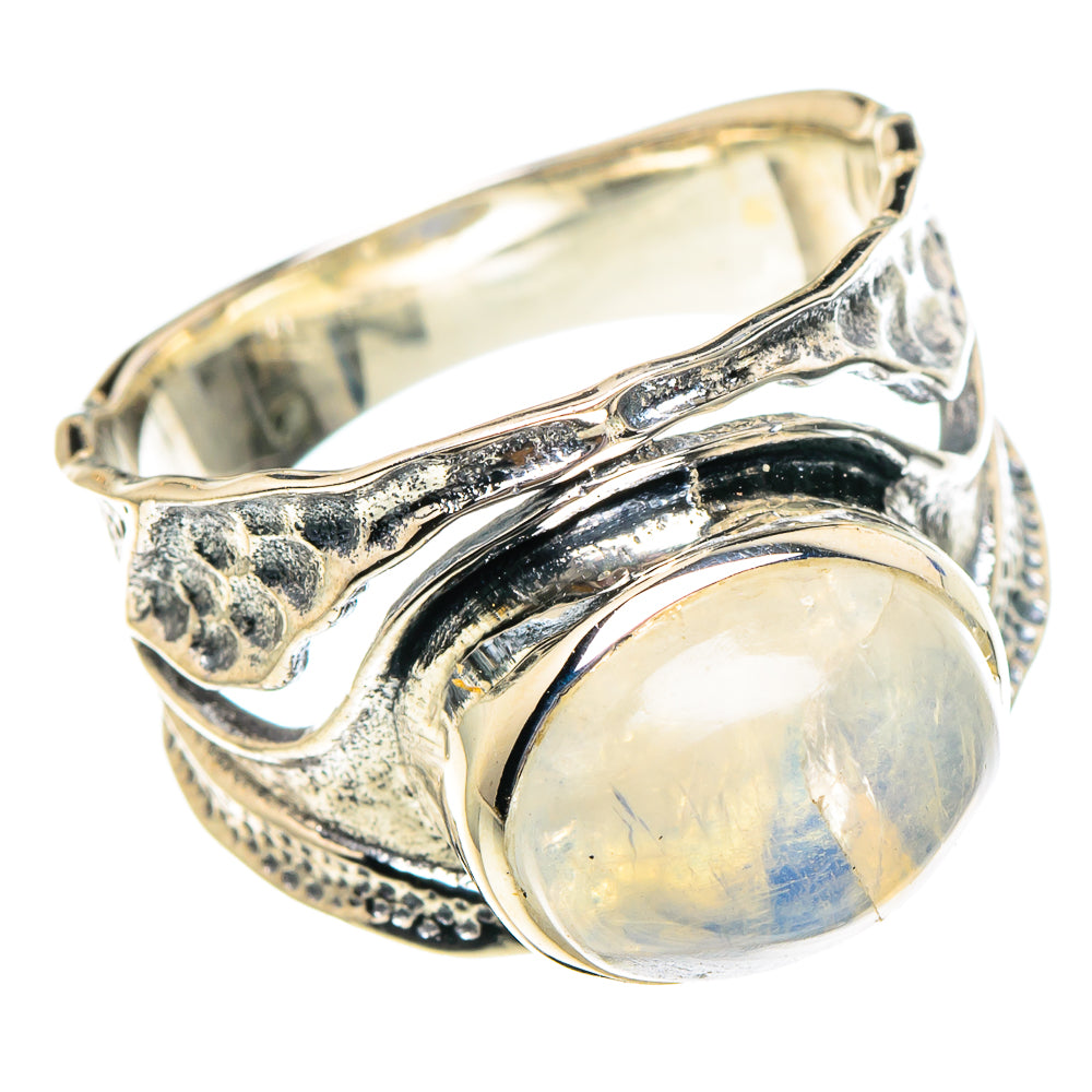 Rainbow Moonstone Rings handcrafted by Anasilvercos - RING94400