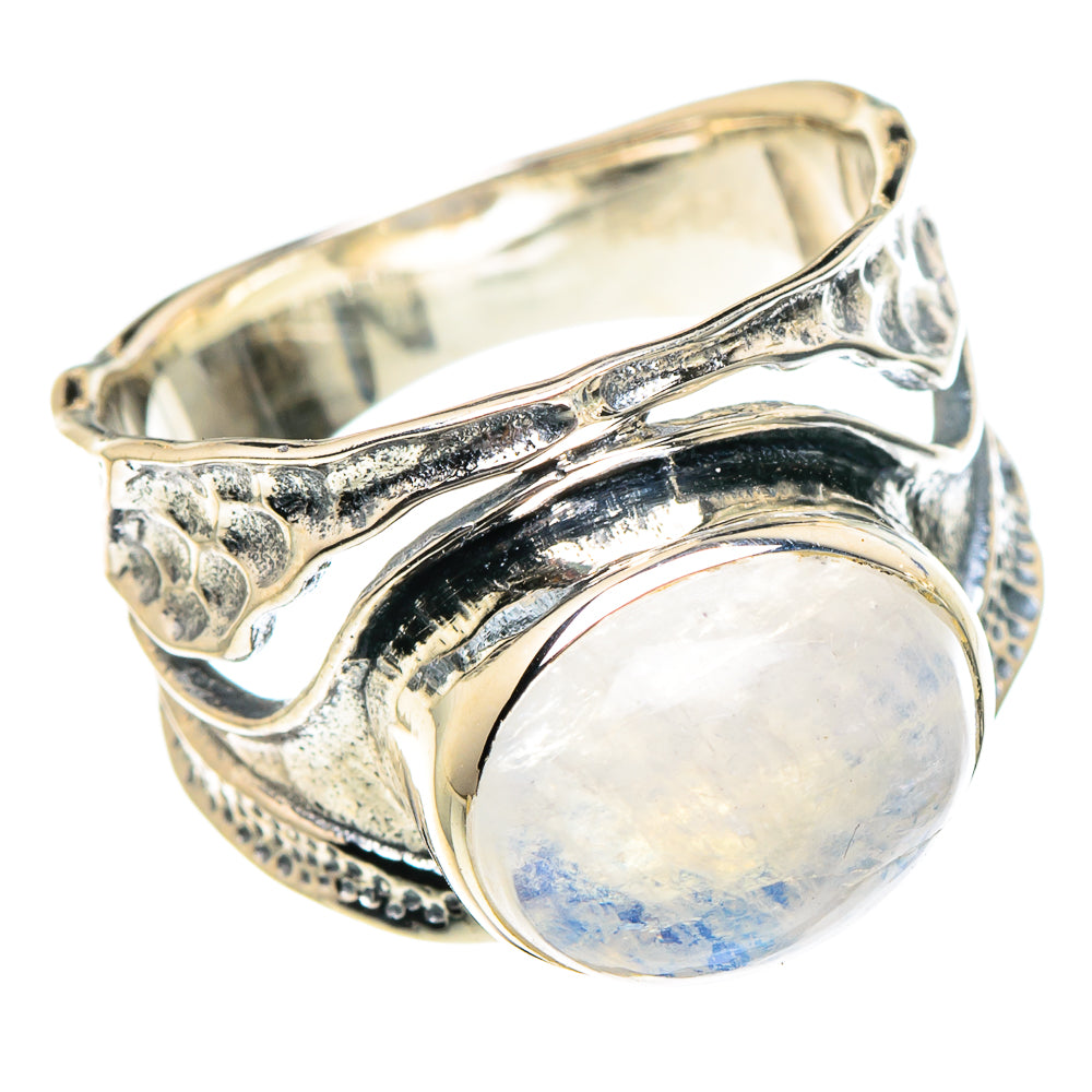 Rainbow Moonstone Rings handcrafted by Anasilvercos - RING94412