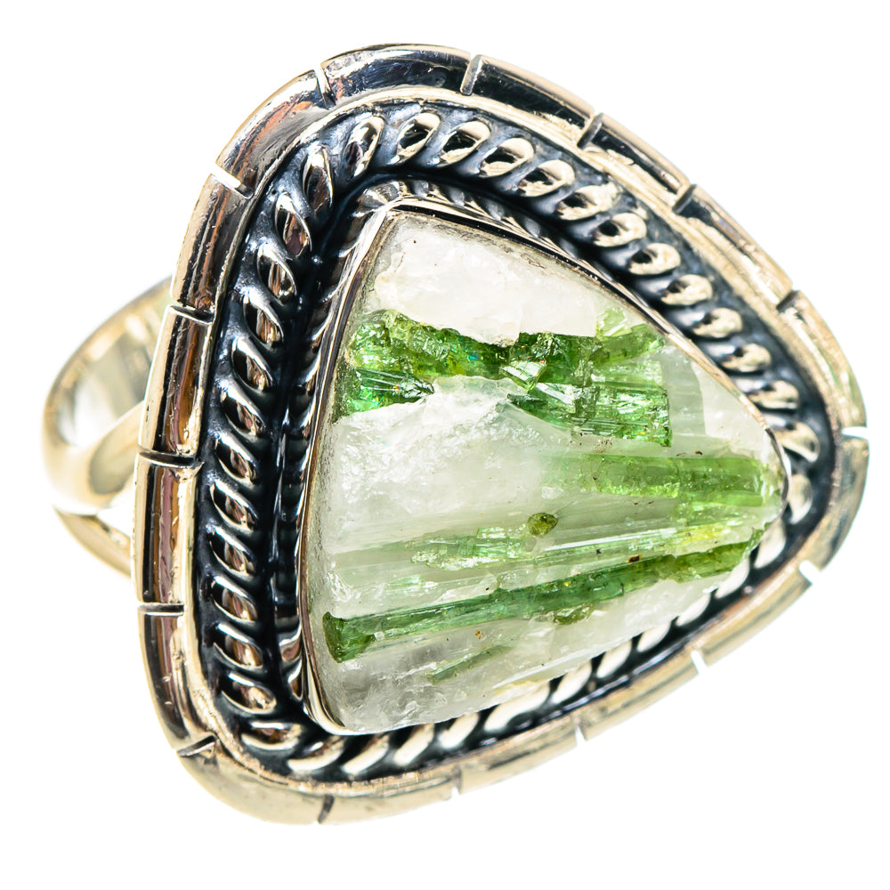 Green Tourmaline in Quartz Rings handcrafted by Anasilvercos - RING94427
