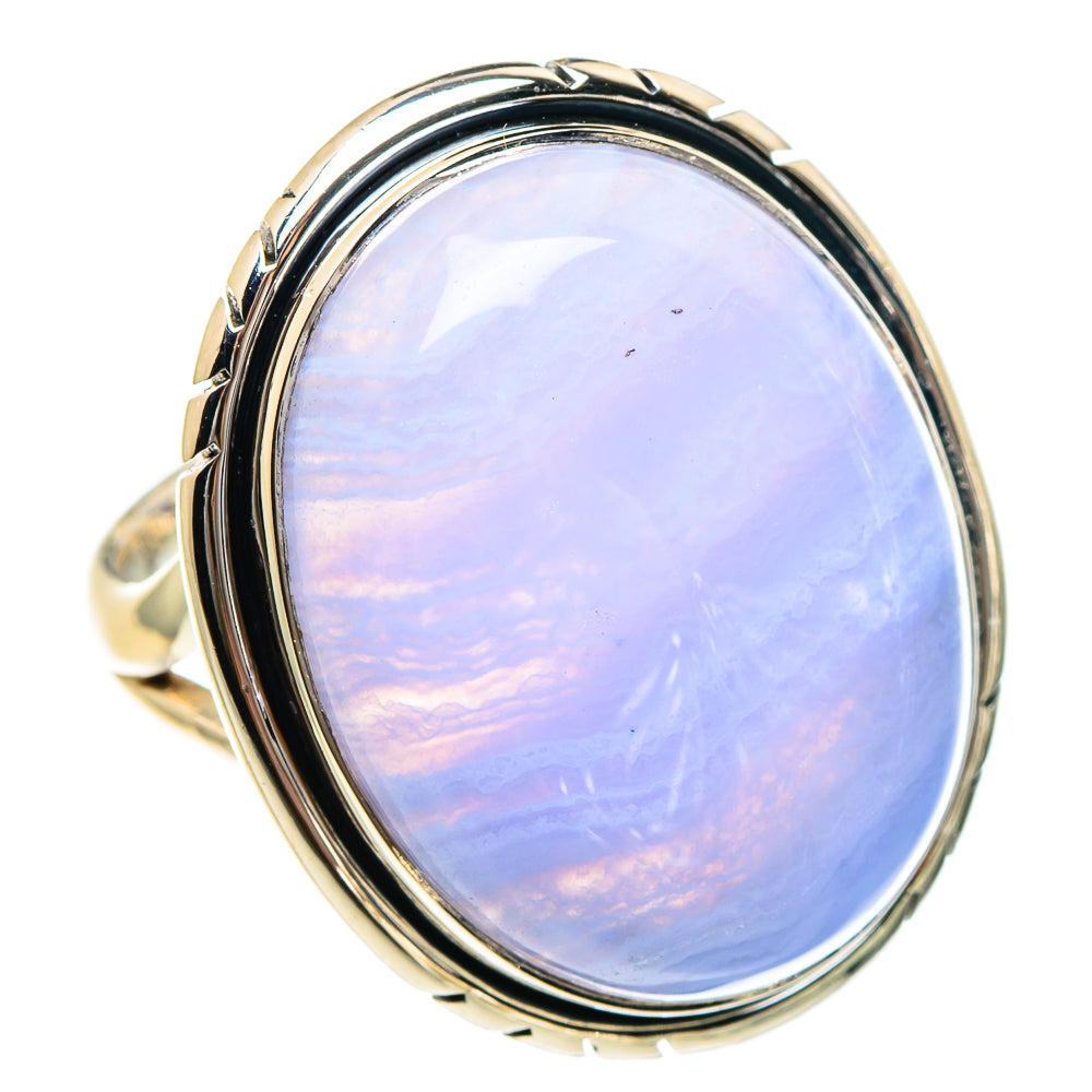 Blue Lace Agate Rings handcrafted by Anasilvercos - RING94451