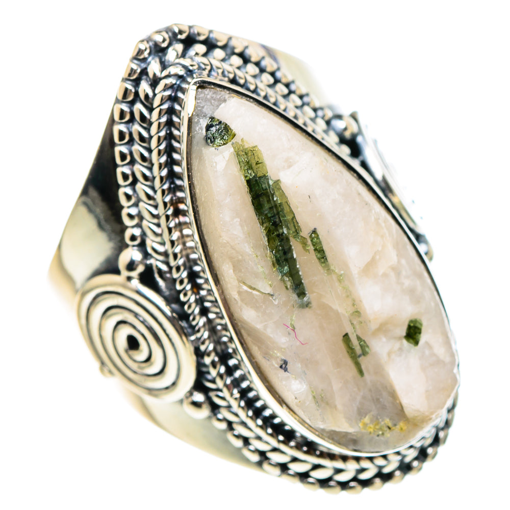 Green Tourmaline in Quartz Rings handcrafted by Anasilvercos - RING94452