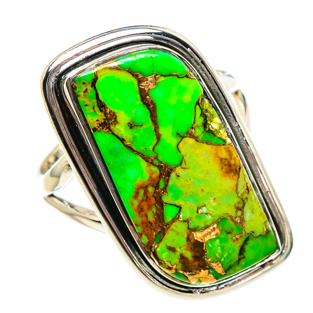 Green Copper Composite Turquoise Rings handcrafted by Anasilvercos - RING94465