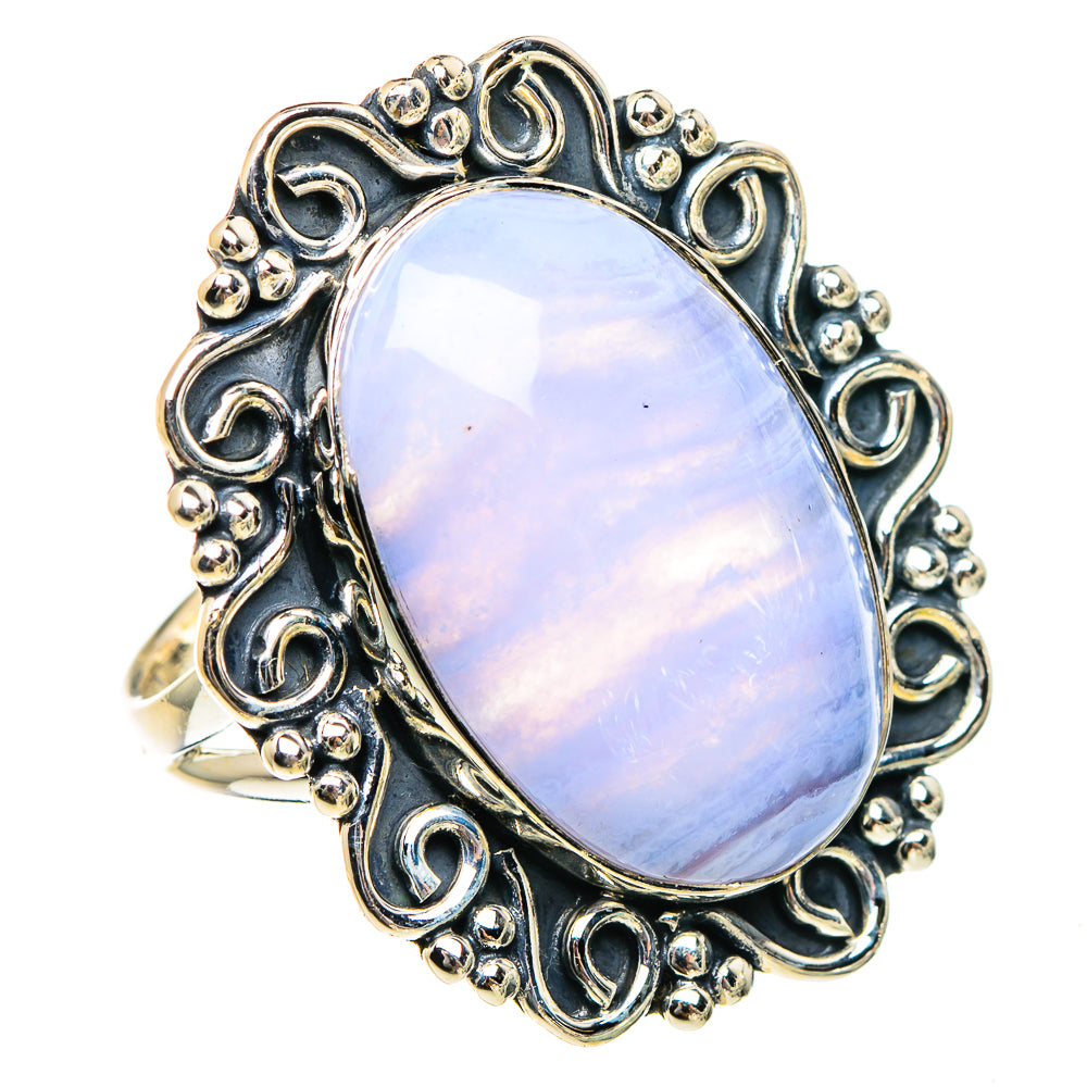 Blue Lace Agate Rings handcrafted by Anasilvercos - RING94493