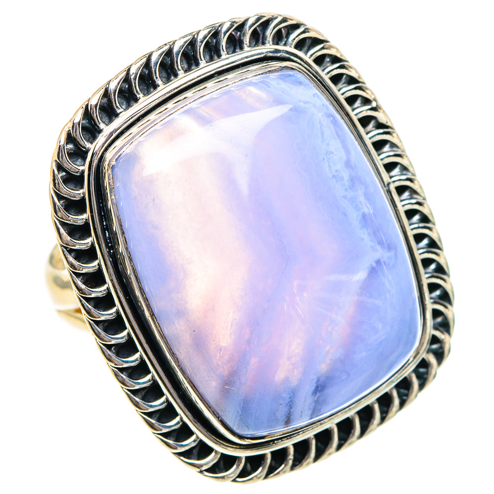 Blue Lace Agate Rings handcrafted by Anasilvercos - RING94531