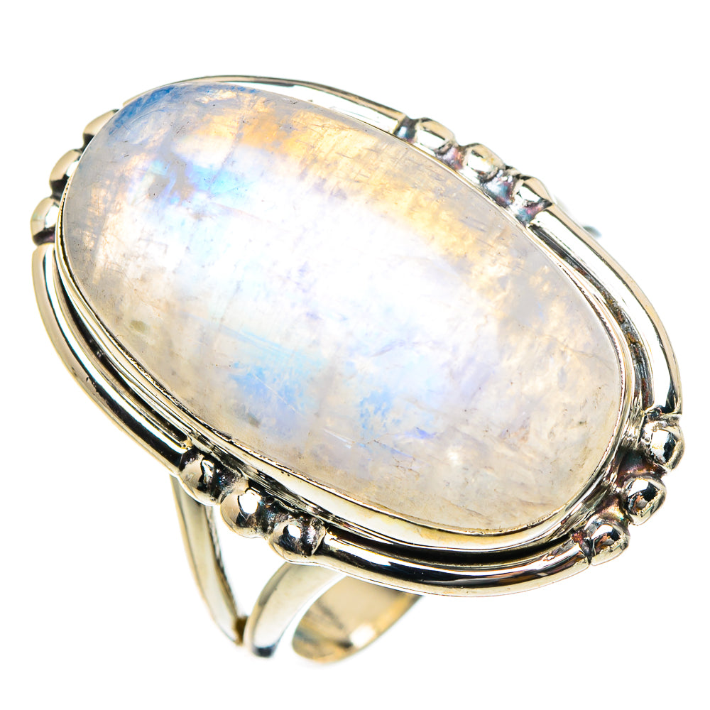 Rainbow Moonstone Rings handcrafted by Anasilvercos - RING94532