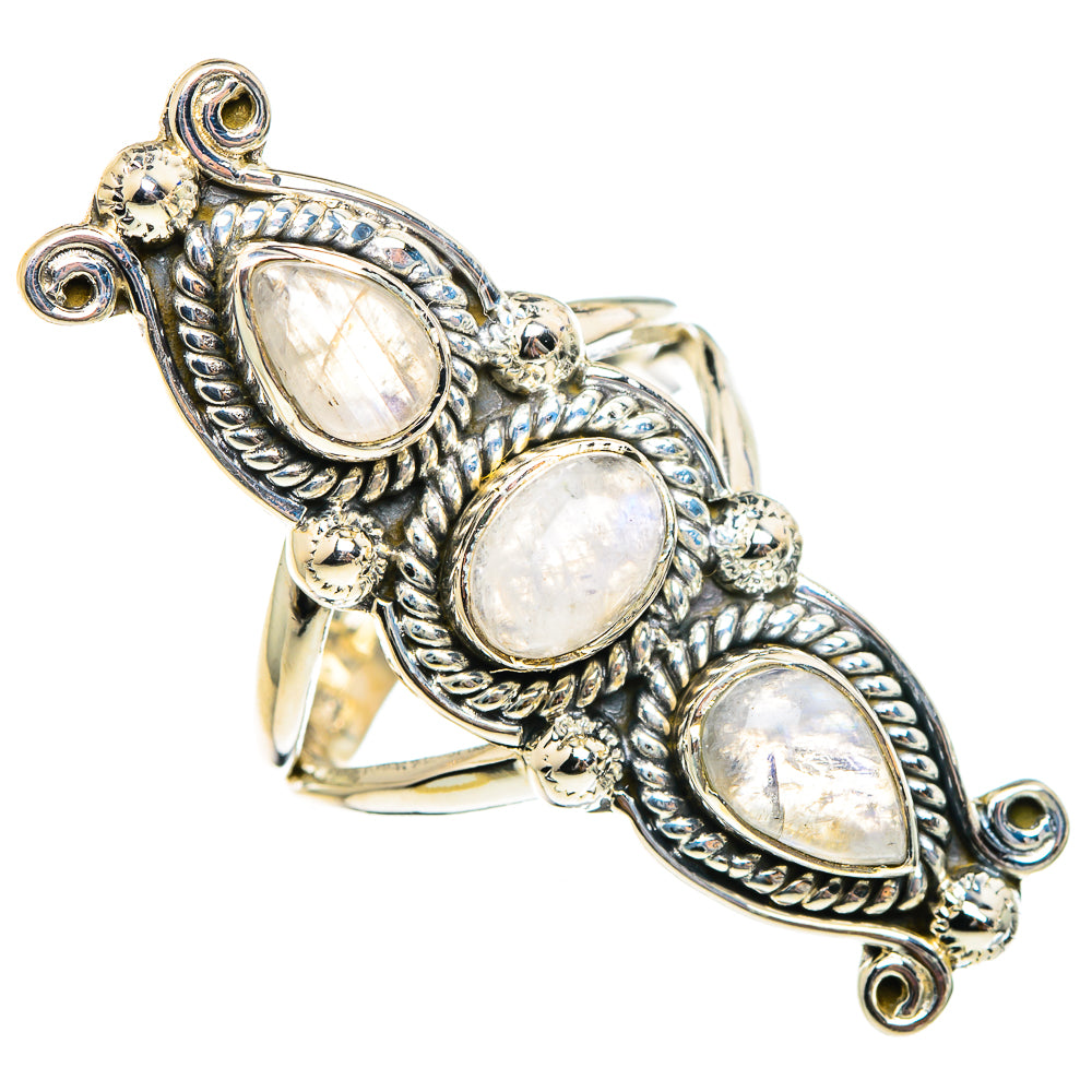 Rainbow Moonstone Rings handcrafted by Anasilvercos - RING94533