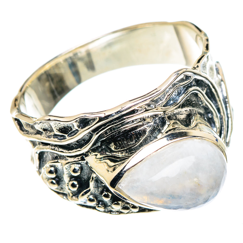 Rainbow Moonstone Rings handcrafted by Anasilvercos - RING94598