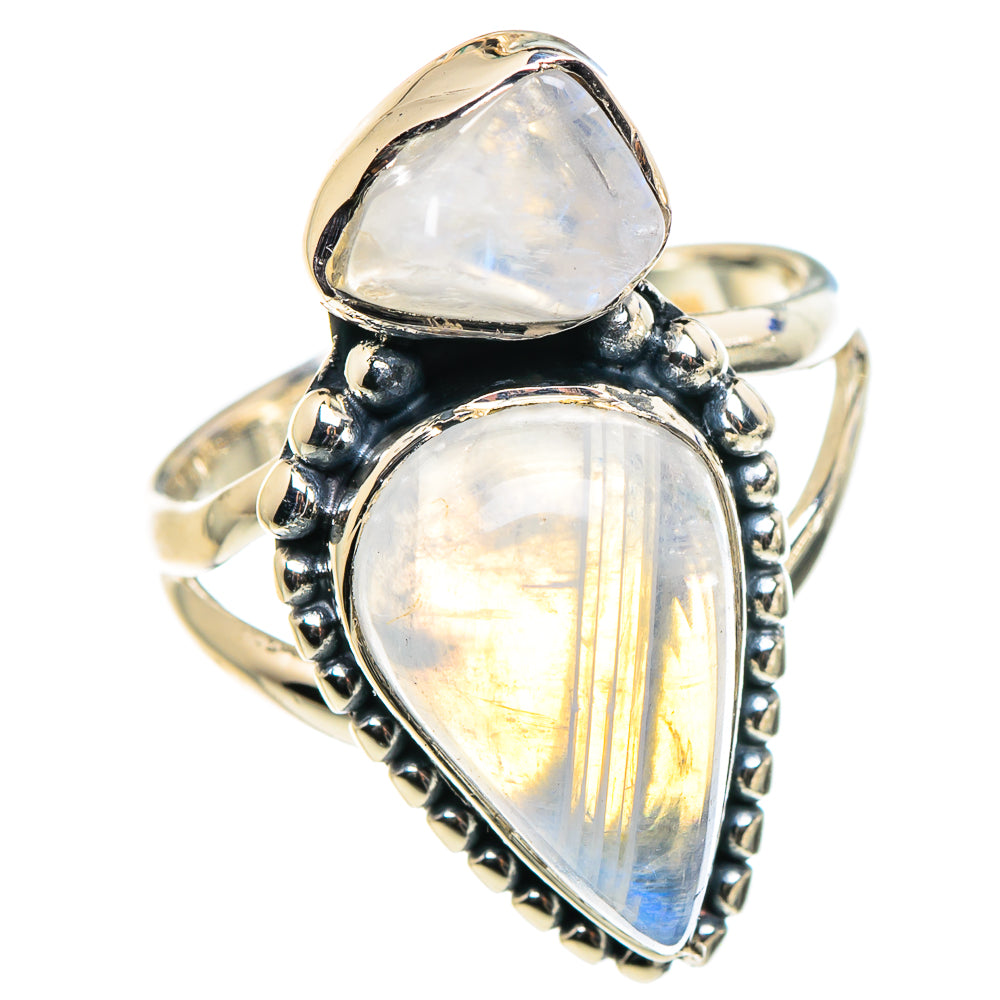 Rainbow Moonstone Rings handcrafted by Anasilvercos - RING94619