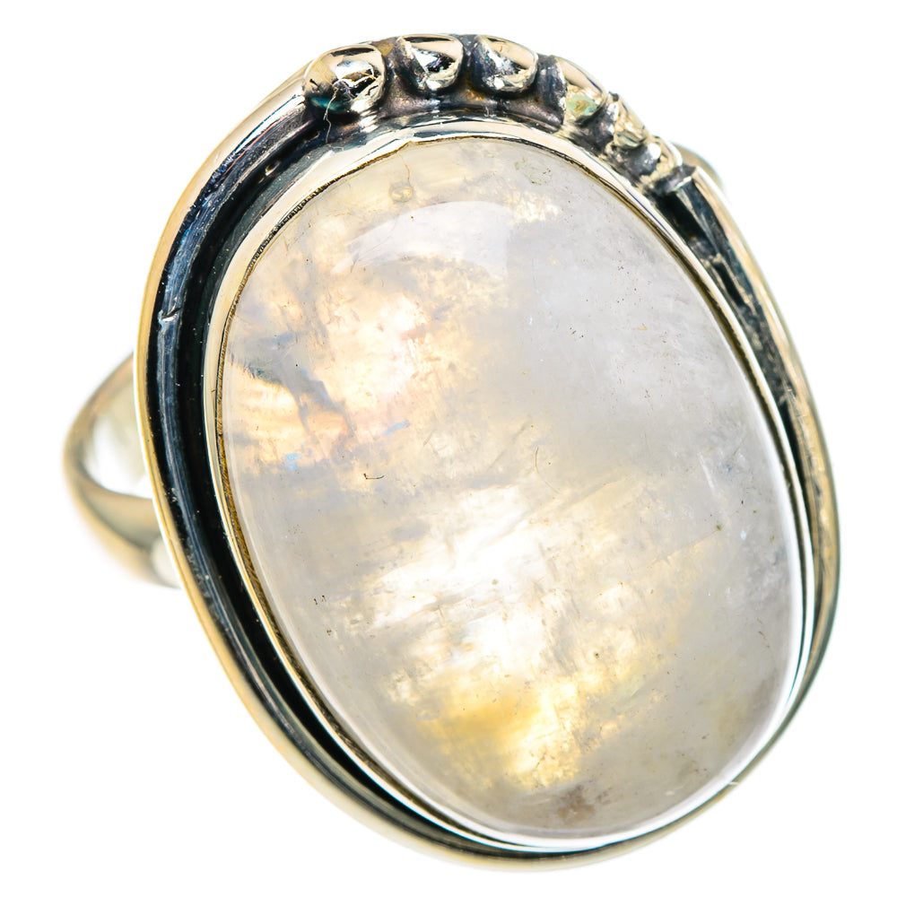Rainbow Moonstone Rings handcrafted by Anasilvercos - RING94620