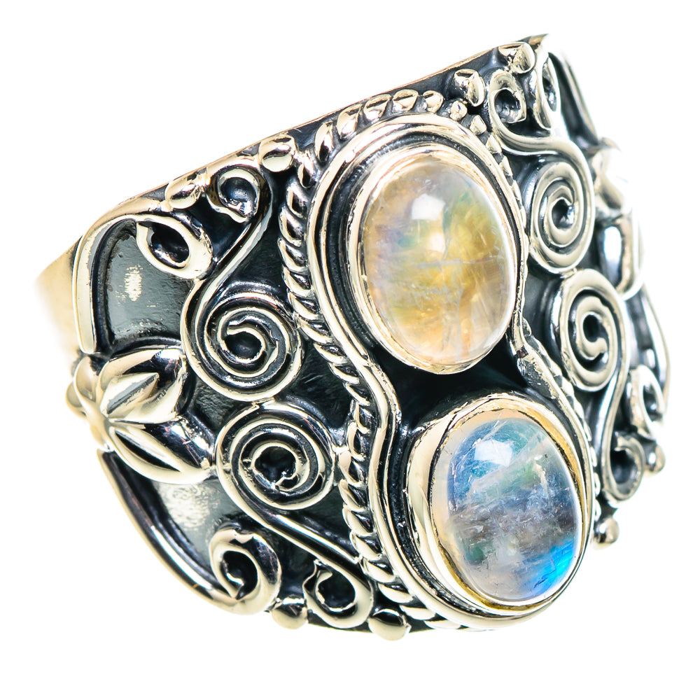 Rainbow Moonstone Rings handcrafted by Anasilvercos - RING94640