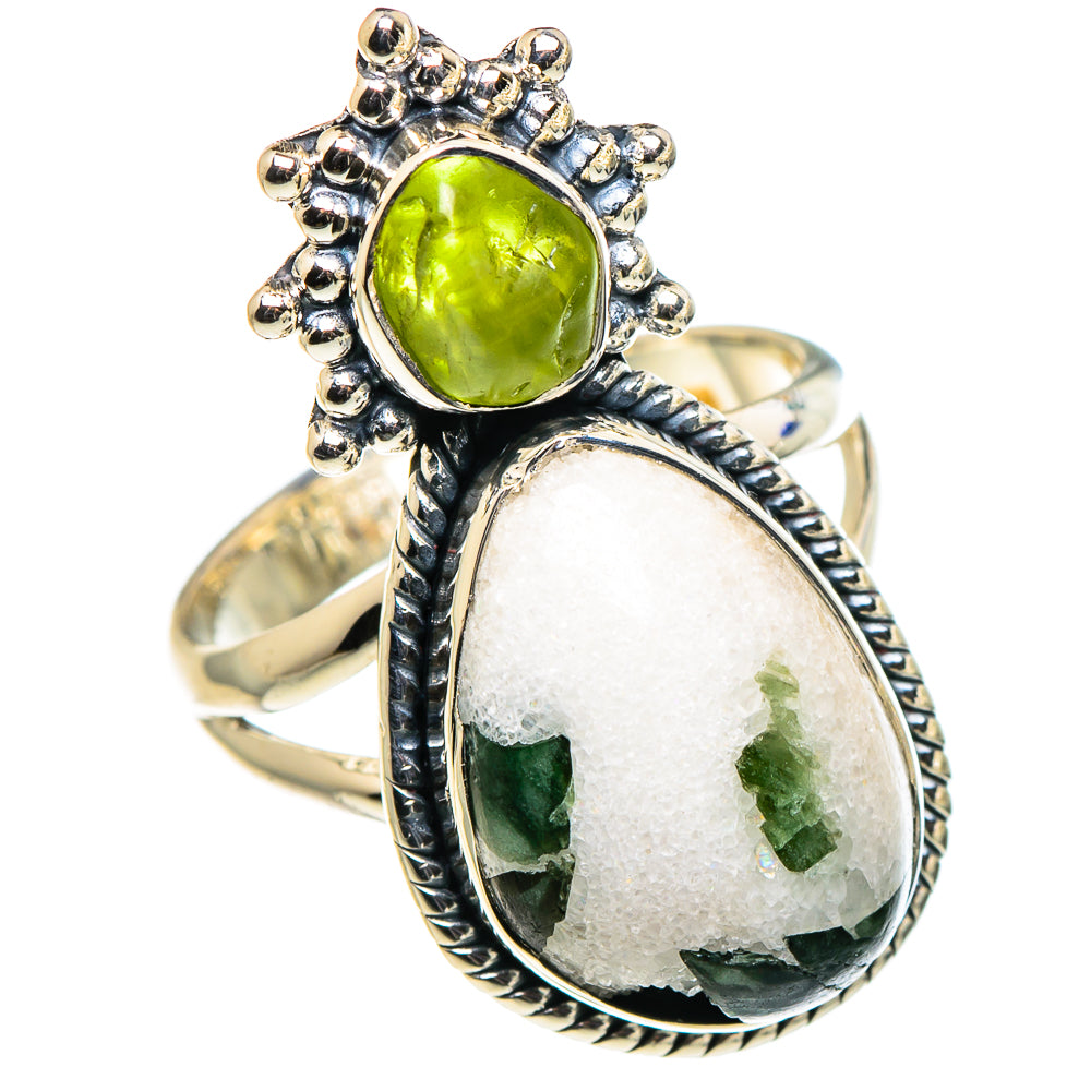 Green Tourmaline In Quartz Rings handcrafted by Anasilvercos - RING94677