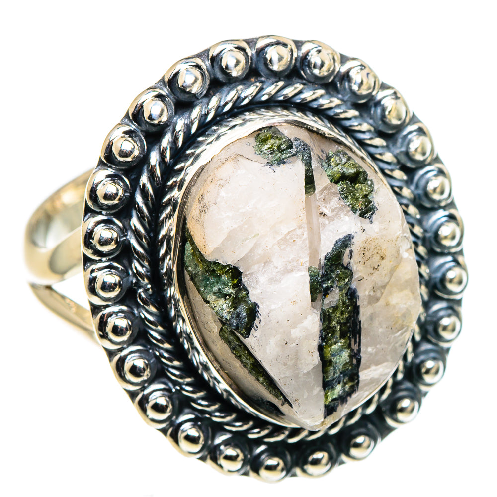 Green Tourmaline In Quartz Rings handcrafted by Anasilvercos - RING94680