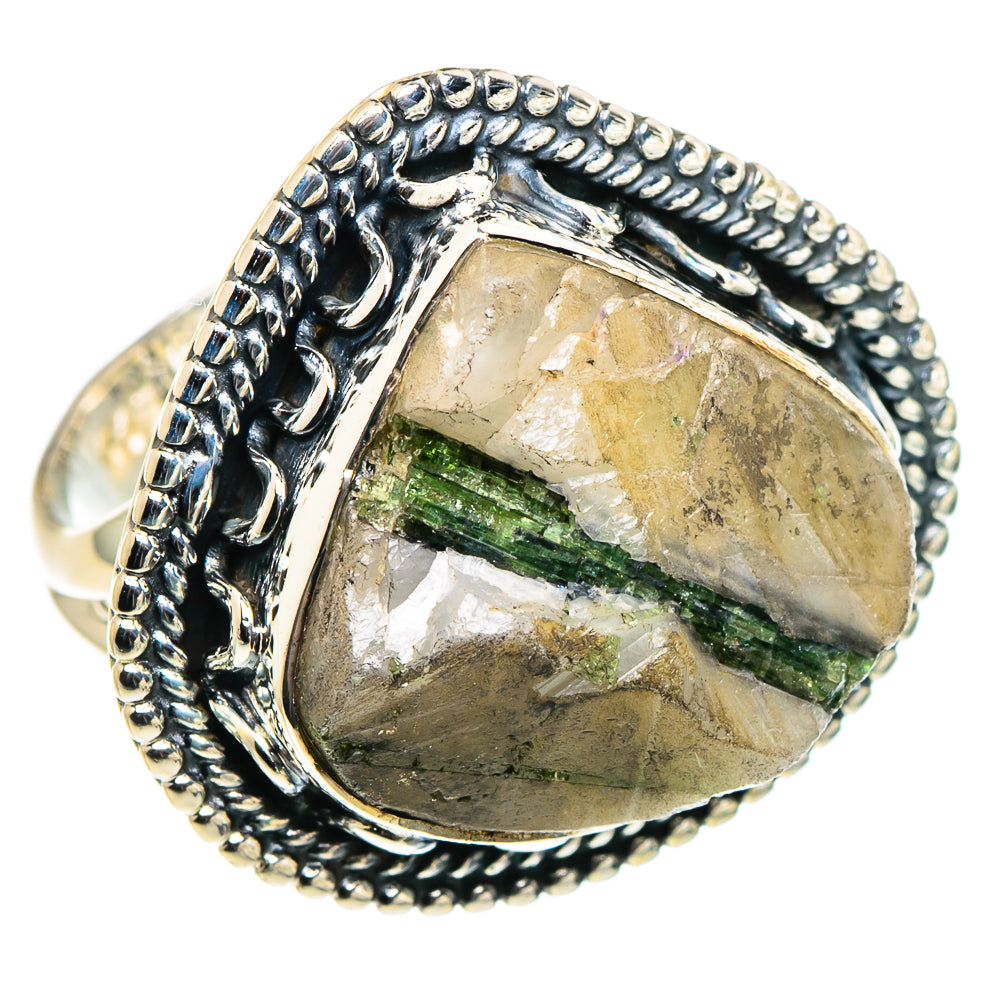 Green Tourmaline In Quartz Rings handcrafted by Anasilvercos - RING94685 - Photo 2