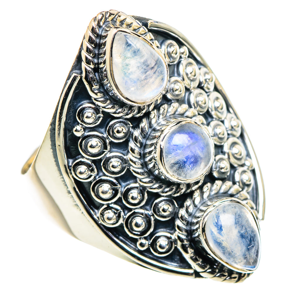 Rainbow Moonstone Rings handcrafted by Anasilvercos - RING94693