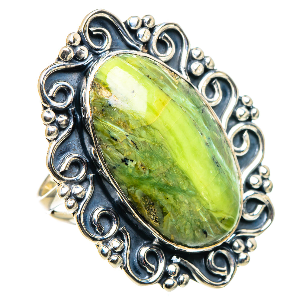 African Green Opal Rings handcrafted by Anasilvercos - RING94720