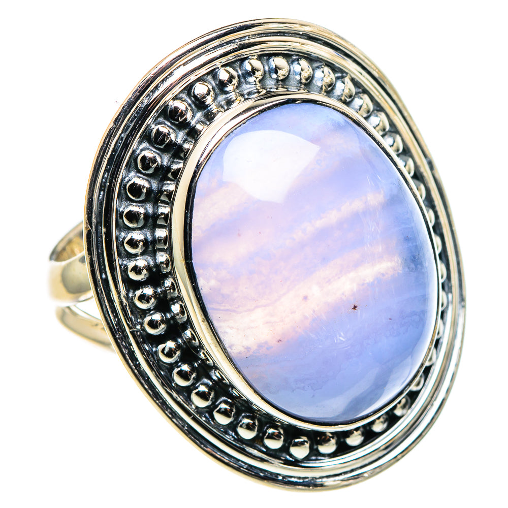 Blue Lace Agate Rings handcrafted by Anasilvercos - RING94754