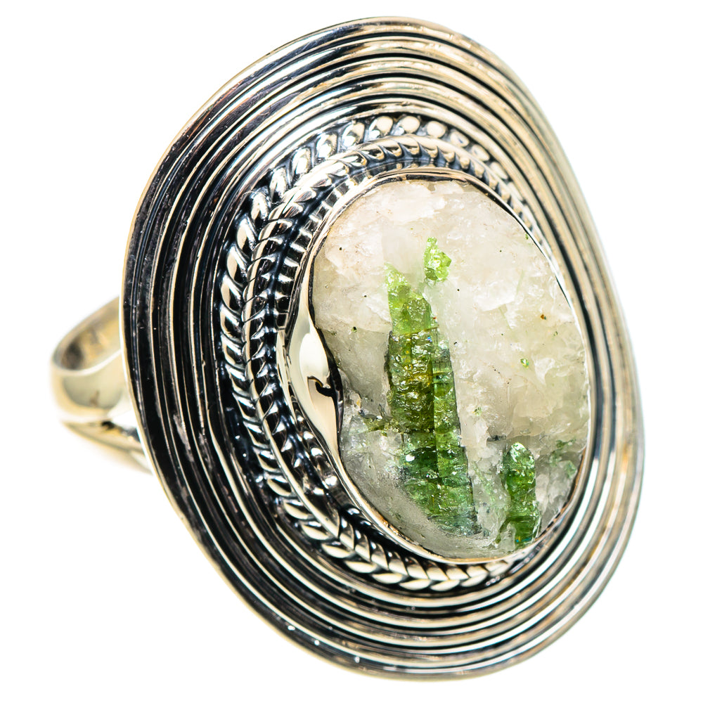 Green Tourmaline In Quartz Rings handcrafted by Anasilvercos - RING94774