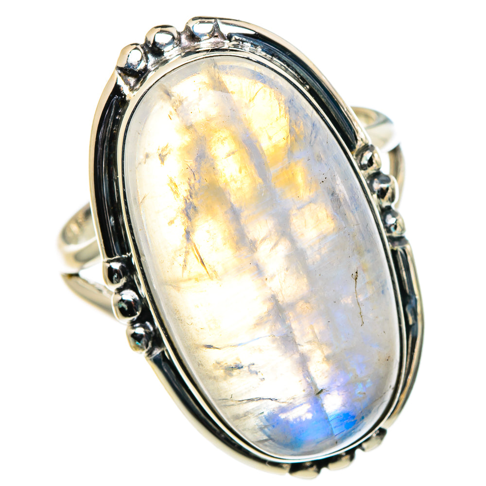Rainbow Moonstone Rings handcrafted by Anasilvercos - RING94813