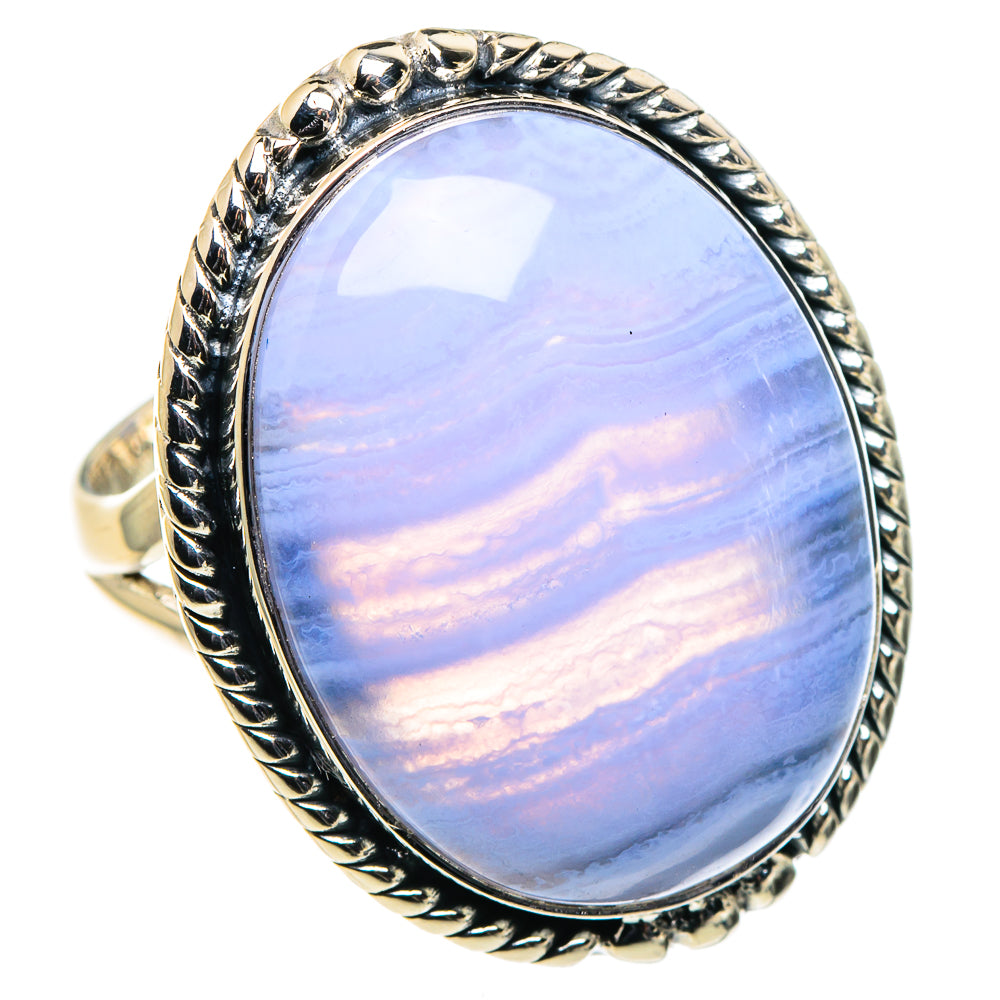 Blue Lace Agate Rings handcrafted by Anasilvercos - RING94857