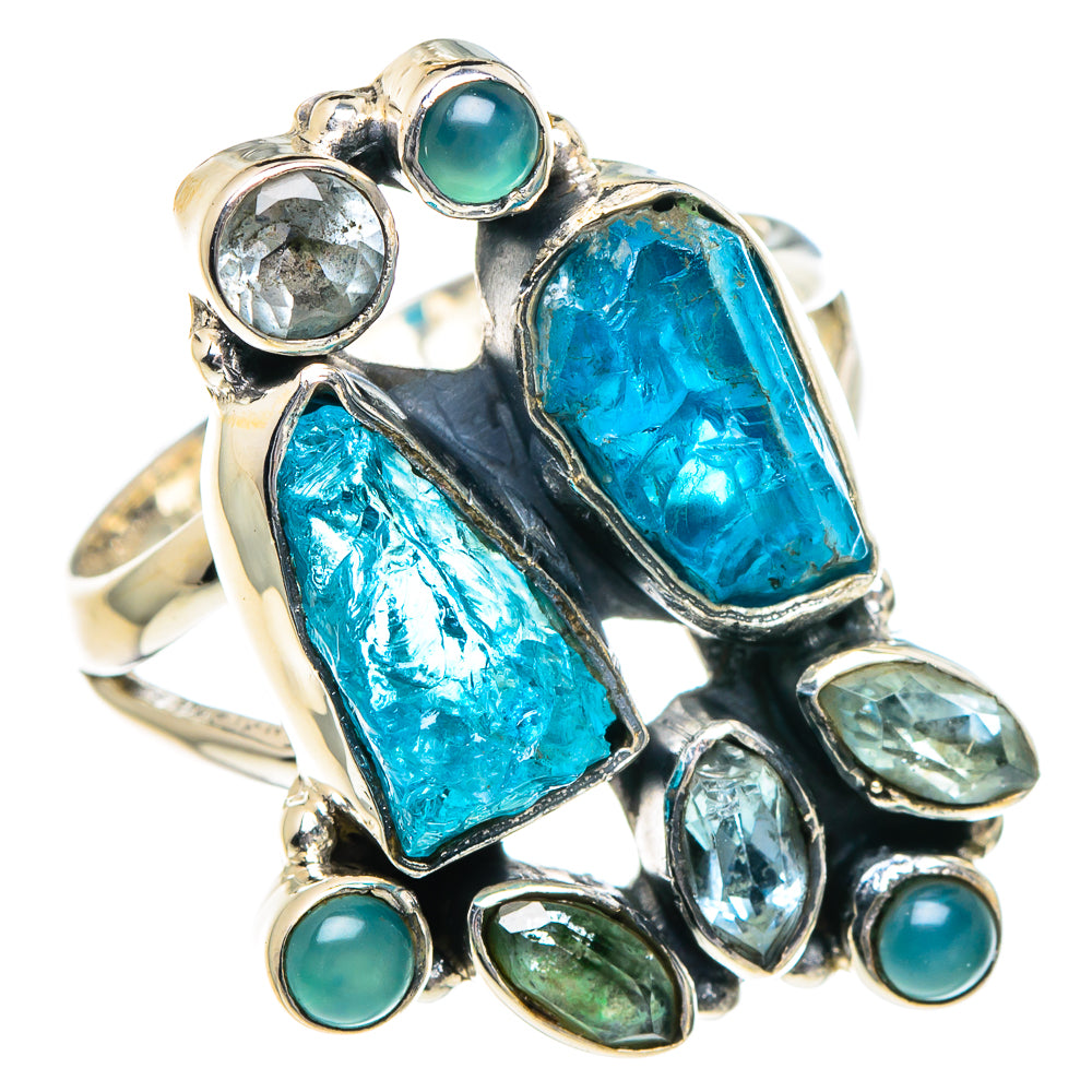 Apatite, Blue Topaz, Aqua Chalcedony Rings handcrafted by Anasilvercos - RING94866