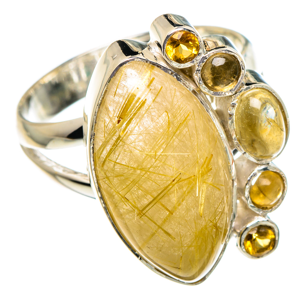 Rutilated Quartz, Citrine Rings handcrafted by Anasilvercos - RING94882