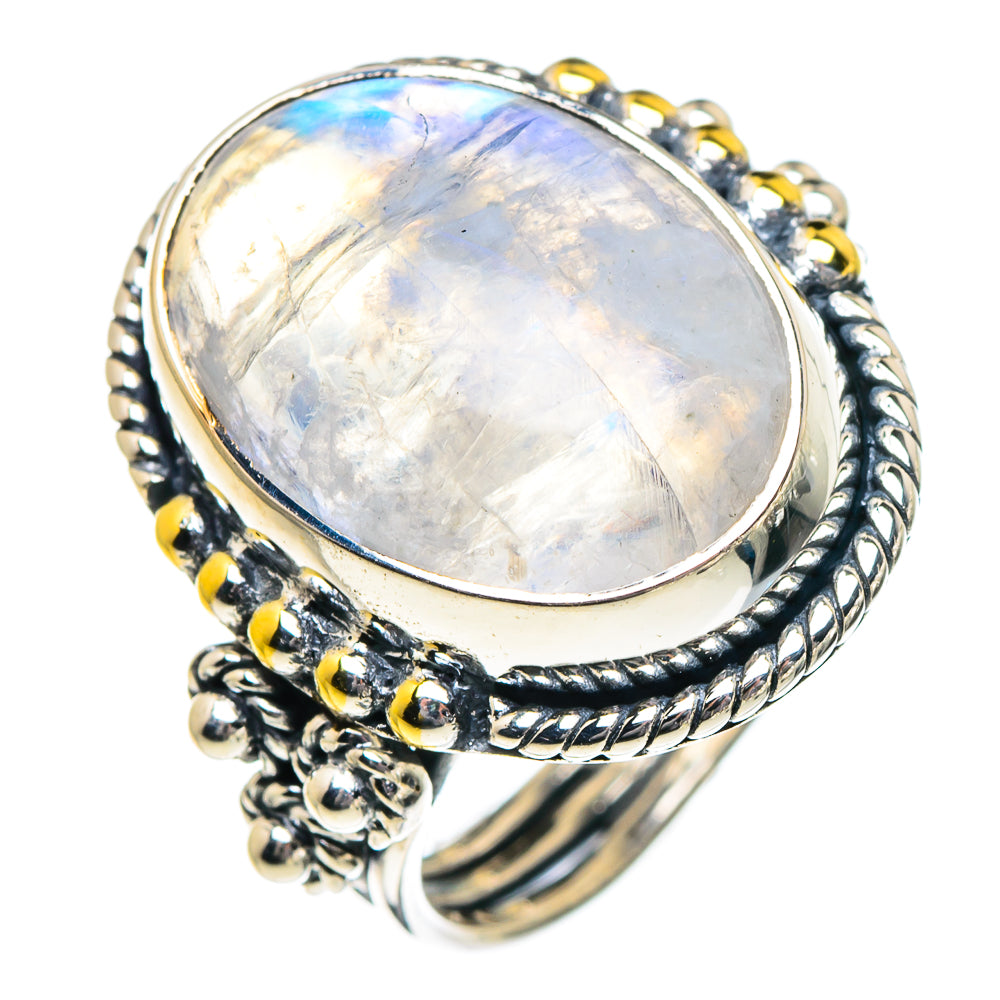Rainbow Moonstone Rings handcrafted by Anasilvercos - RING94885