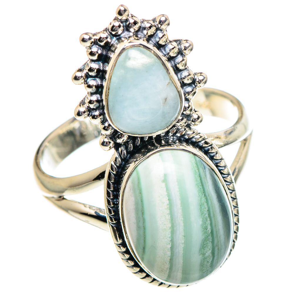 Ocean Jasper, Aquamarine Rings handcrafted by Anasilvercos - RING94898