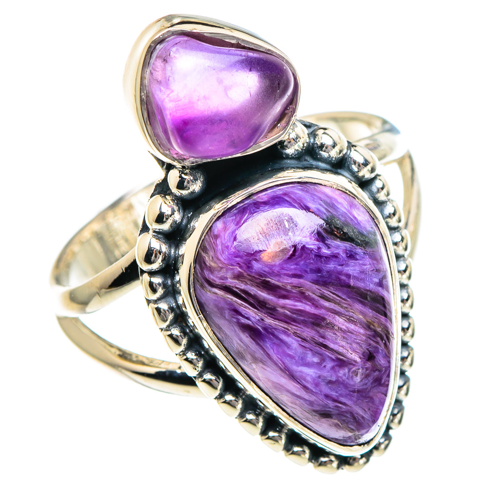 Charoite, Amethyst Rings handcrafted by Anasilvercos - RING94906