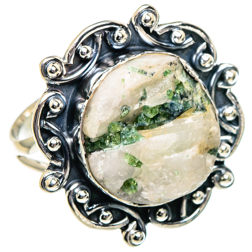 Green Tourmaline In Quartz Rings handcrafted by Anasilvercos - RING94922