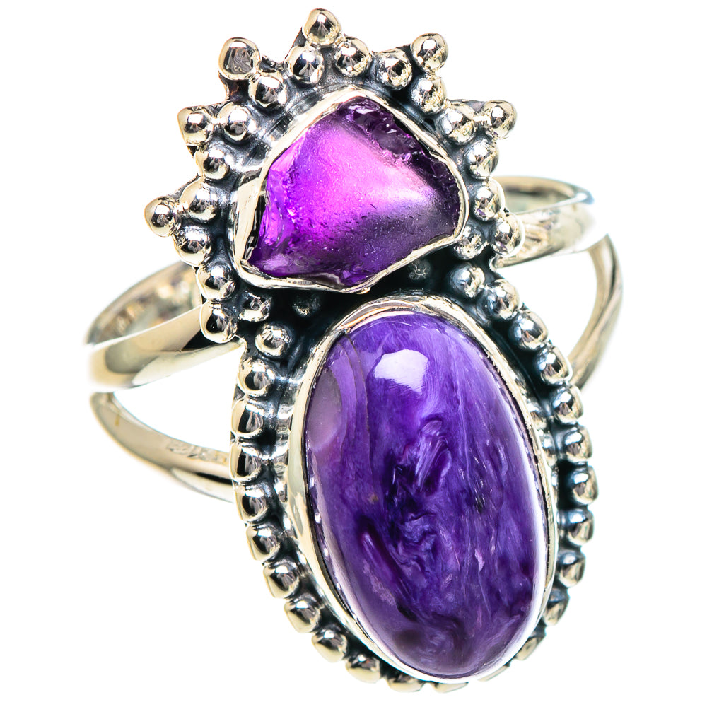 Charoite, Amethyst Rings handcrafted by Anasilvercos - RING94930