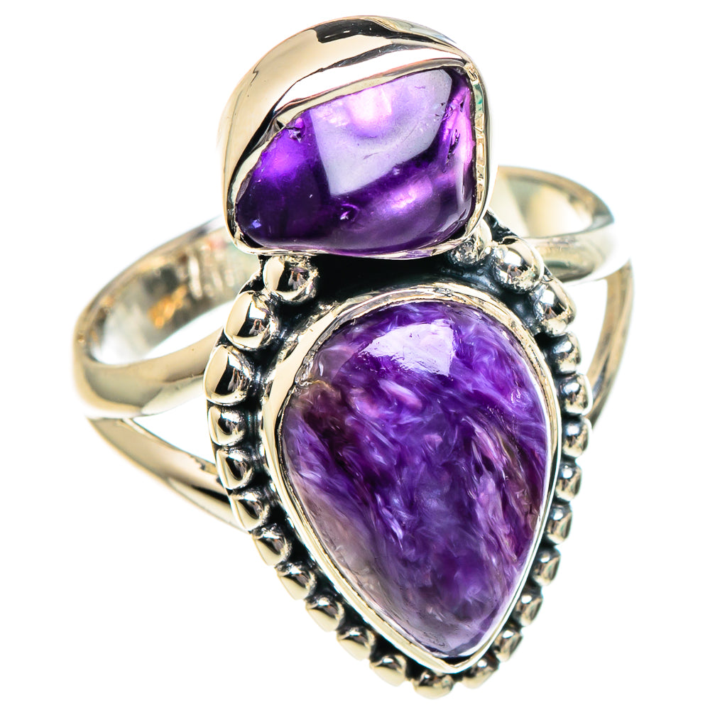 Charoite, Amethyst Rings handcrafted by Anasilvercos - RING94955