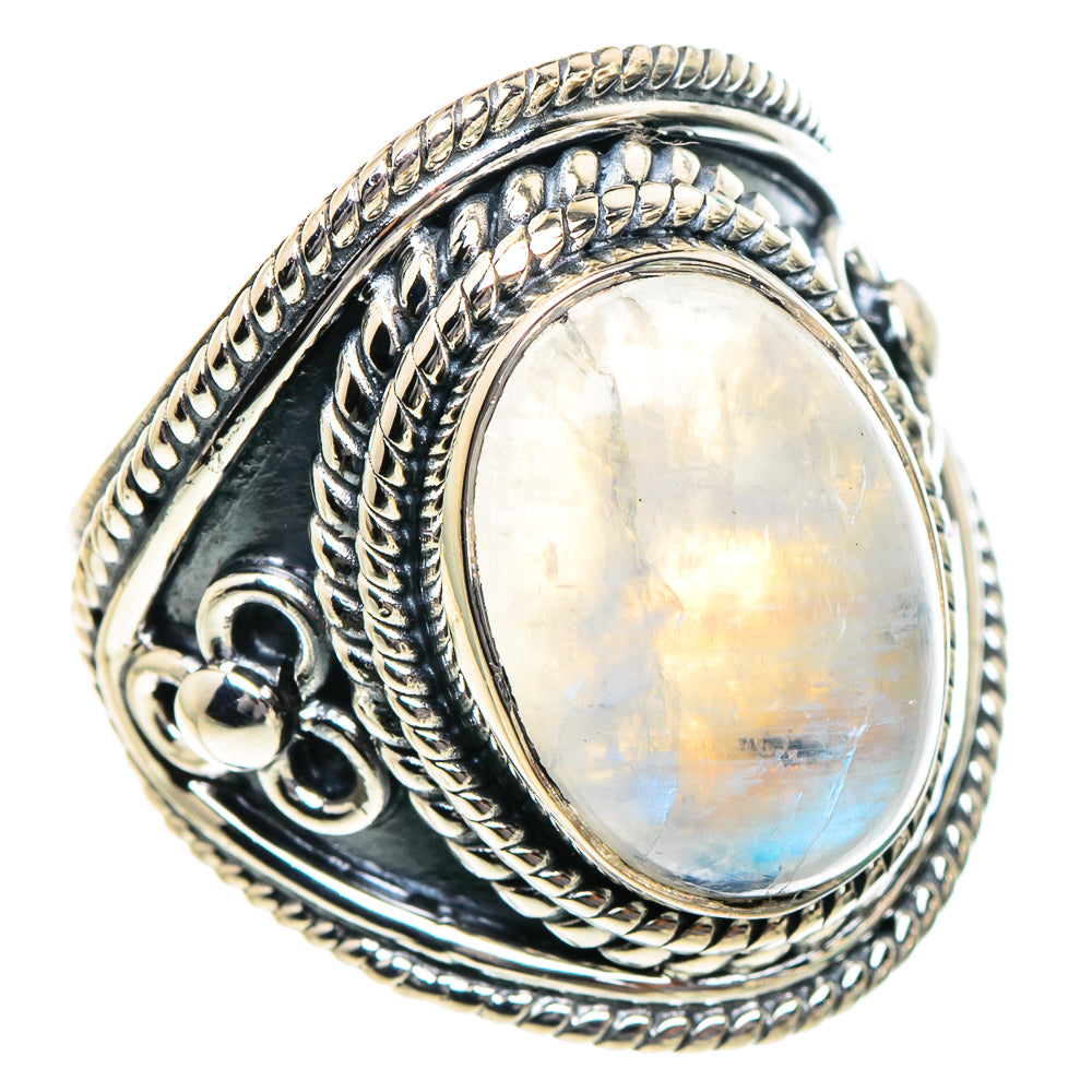 Rainbow Moonstone Rings handcrafted by Anasilvercos - RING94956